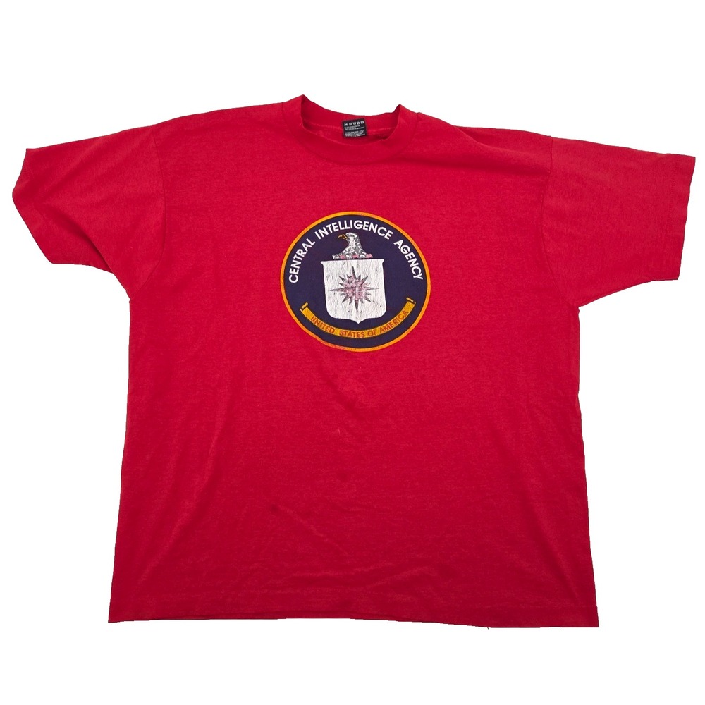 VTG 90s CIA Central Intelligence Agency Single Stitch Shirt XXL USA Made Red